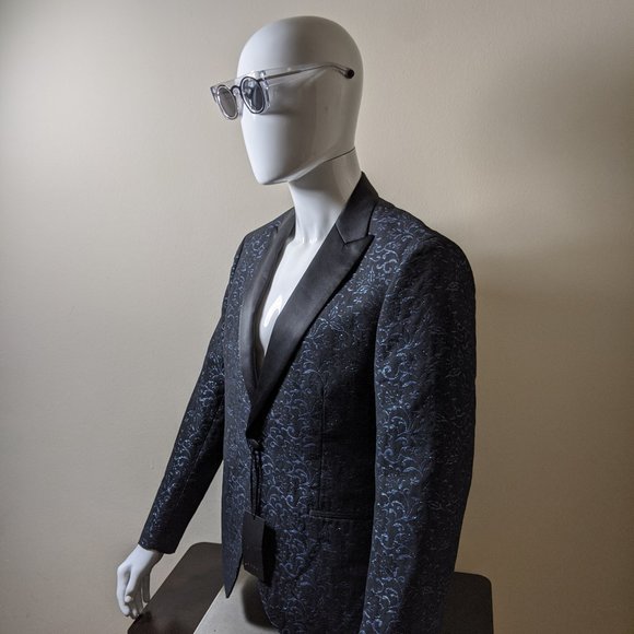 NEW! RARE ZARA MENS METALLIC BROCADE TUX JACKET 41 - Picture 1 of 8